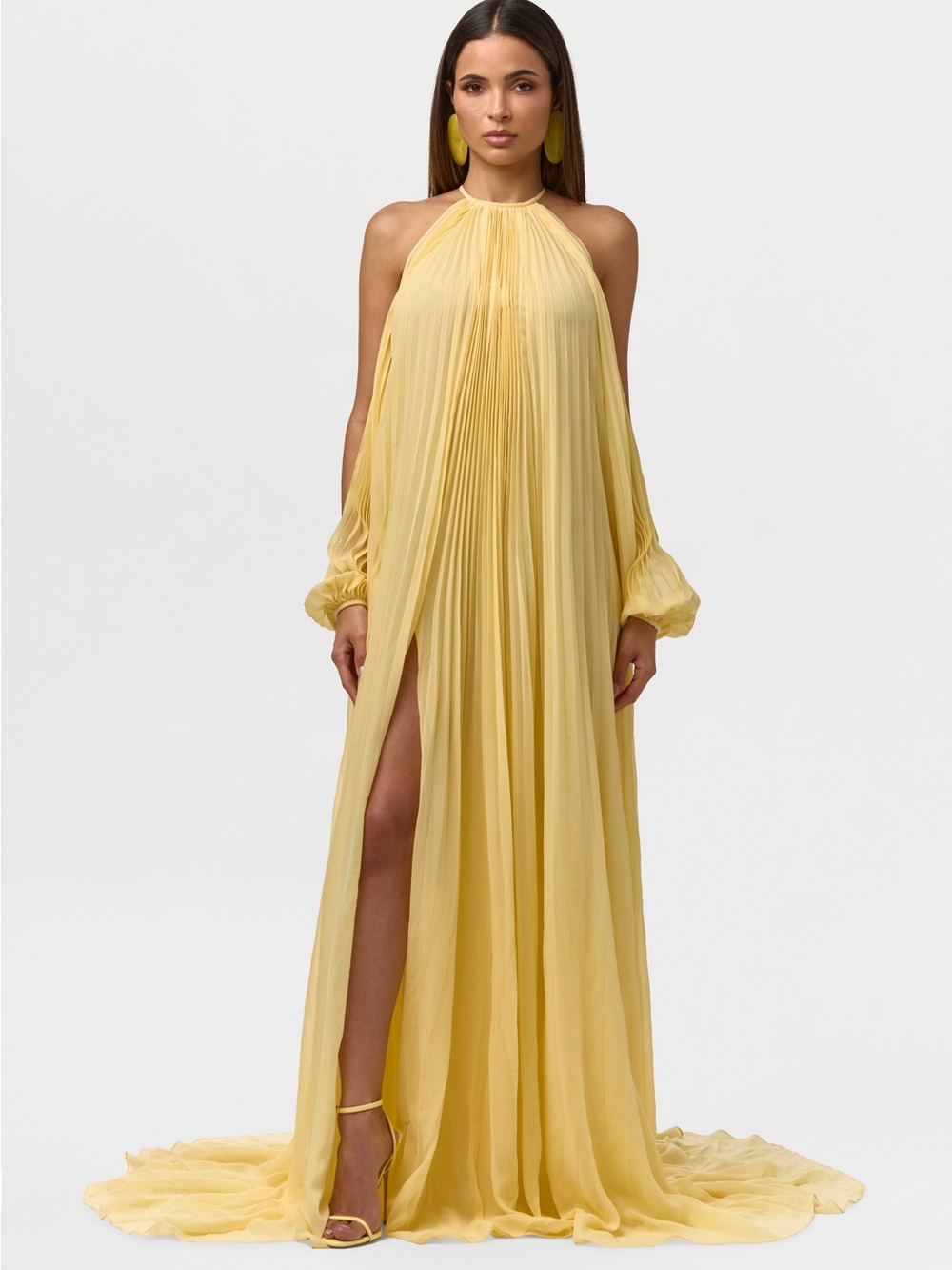 NAKED WARDROBE Chiffon Pleated Gown